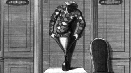 Žert z 18. století, který se vymkl kontrole. Na představení, kde se měl člověk nasoukat do obyčejné láhve, přišly davy lidí