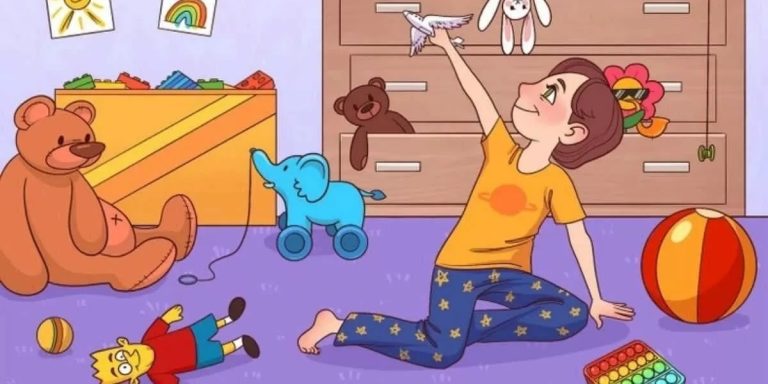 Hádanka s logickou chybou, kdy si chlapec hraje v pokoji